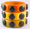 BB121 raised blue dot octagon bakelite bangles